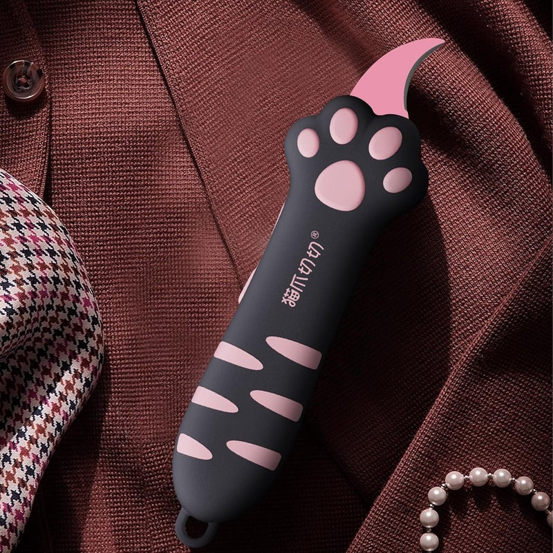MEOWKIT Cat Paw Box Cutter Retractable with Cat Paw Handle, Multifunctional Knife Set (Black) - Image 1